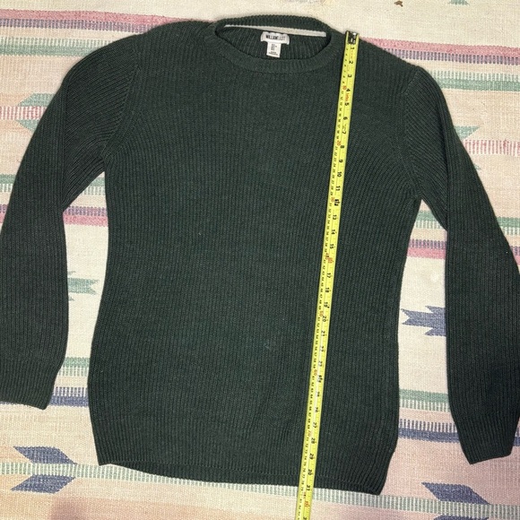 3/$30 William Rast Green Knit Mens Large Sweater Crewneck Cotton Blend Chunky - Picture 5 of 7